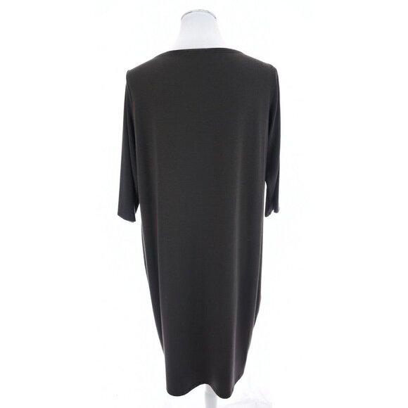 Eileen Fisher Sz S Gray Viscose Jersey V Neck Shift Tunic Dress Stretch Knit - Picture 5 of 8